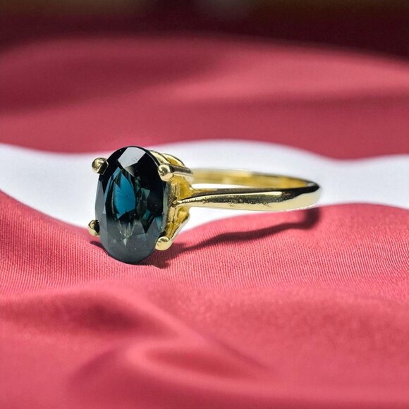 14K Gold Natural Blue Sapphire Ring - 1 Carat T.W. -VINTAGE Solitaire Size 6.5 - Picture 16 of 16